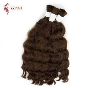100% Human Hair Deep Wavy Bulk Hair Brown Color2