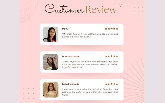 Customers love the punctual delivery time in Jen Hair Vietnam reviews