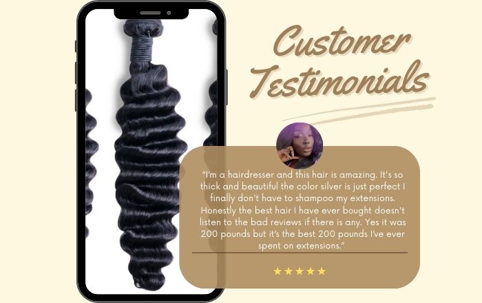 Positive feedback from client about hair quality