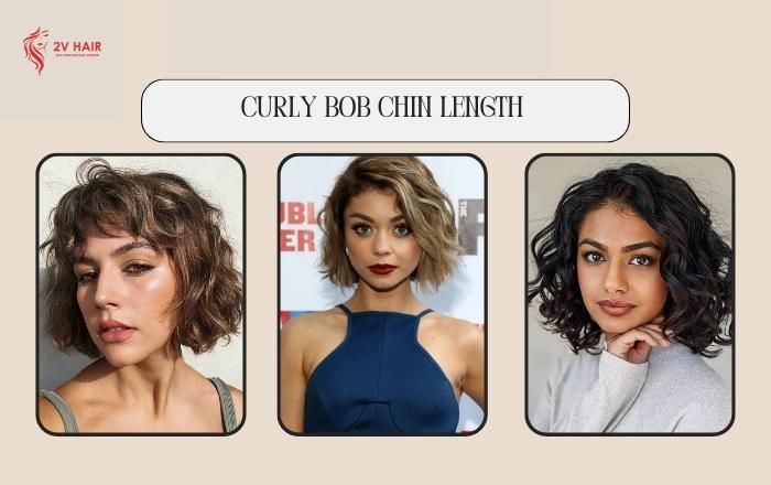 Curly Bob Chin Length is one of the highly sought-after diamond face shape hairstyles