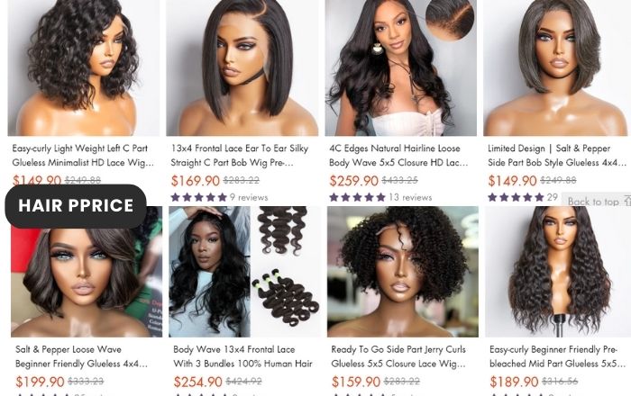 Some of the main hair prices from Luvme Hair