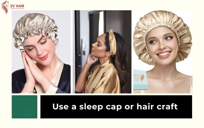 Wrap your hair in a silk scarf or sleep cap Wrap your hair in a silk scarf or sleep cap