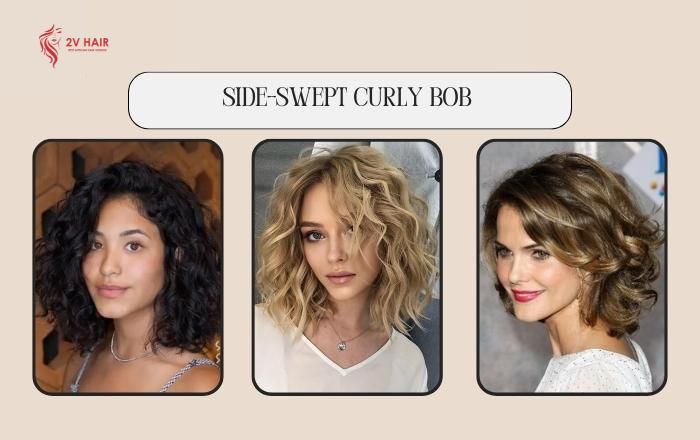 Side-swept curly bob