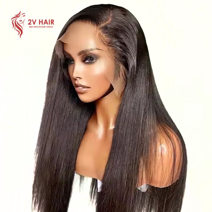 Natural Full Lace Raw Black Human Hair Wigs