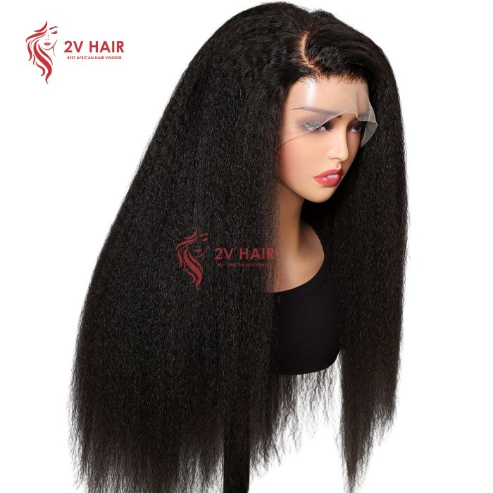 Lace Front Raw Human Hair Wigs Kinky Natural Color