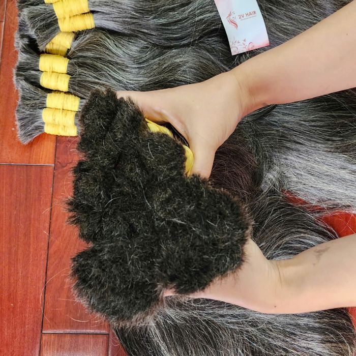 Raw grey human hair 3